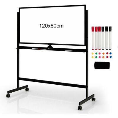 CostwayTableau Blanc Mobile Magnétique Double Face avec 6 Marqueurs 12 Aimants et 1 Gomme pour Bureau Noir + Blanc - Publicité CostwayTableau Blanc Mobile Magnétique Double Face avec 6 Marqueurs 12 Aimants et 1 Gomme pour Bureau Noir + Blanc - Publicité