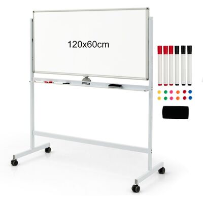 CostwayTableau Blanc Mobile Magnétique Double Face avec 6 Marqueurs 12 Aimants et 1 Gomme pour Bureau Blanc - Publicité CostwayTableau Blanc Mobile Magnétique Double Face avec 6 Marqueurs 12 Aimants et 1 Gomme pour Bureau Blanc - Publicité