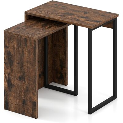 CostwayEnsemble de 2 Tables Basses Gigognes Table d'Appoint avec Plateau en Faux Bois Cadres Métalliques Table de Nuit Rectangulaire Brun Rustique - Publicité CostwayEnsemble de 2 Tables Basses Gigognes Table d'Appoint avec Plateau en Faux Bois Cadres Métalliques Table de Nuit Rectangulaire Brun Rustique - Publicité