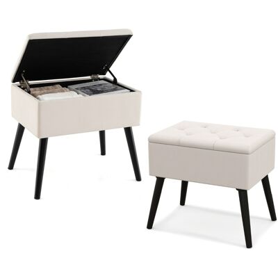 CostwayTabouret de Coiffeuse avec Rangement Pouf en Velours avec Pieds en Bois Massif & Siège Rembourré Rabattable Tabouret Repose-pieds Beige - Publicité CostwayTabouret de Coiffeuse avec Rangement Pouf en Velours avec Pieds en Bois Massif & Siège Rembourré Rabattable Tabouret Repose-pieds Beige - Publicité