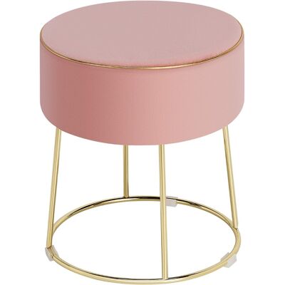 CostwayTabouret Rond Repose-pieds en Velours Ottoman de Coiffeuse Moderne avec Base en Métal Siège Rembourré Epais Rose - Publicité CostwayTabouret Rond Repose-pieds en Velours Ottoman de Coiffeuse Moderne avec Base en Métal Siège Rembourré Epais Rose - Publicité