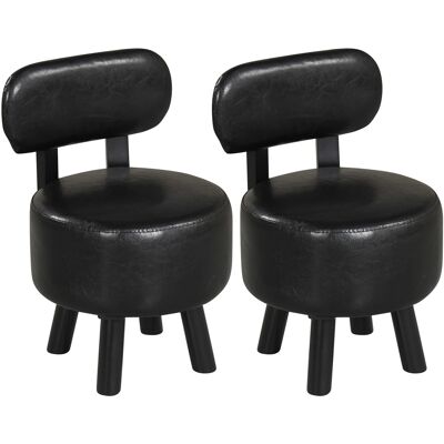 CostwayLot de 2 Tabourets Bois Petit Tabouret Bas en Cuir PVC avec Dossier Ergonomique Assise Rembourrée et Pieds Élevés Charge 150KG Noir - Publicité CostwayLot de 2 Tabourets Bois Petit Tabouret Bas en Cuir PVC avec Dossier Ergonomique Assise Rembourrée et Pieds Élevés Charge 150KG Noir - Publicité