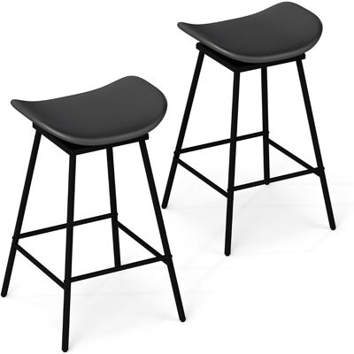 CostwayTabourets de Bar Pivotants Lot de 2 Tabourets Hauts Sans Dossier Rembourrés en Similicuir avec Siège en Selle et Repose-pieds Noir - Publicité CostwayTabourets de Bar Pivotants Lot de 2 Tabourets Hauts Sans Dossier Rembourrés en Similicuir avec Siège en Selle et Repose-pieds Noir - Publicité
