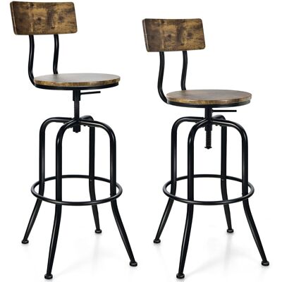 Costway2 Tabourets de bar Style Industriel Hauteur Réglable de 69 à 76 CM avec Dossier et Repose-Pieds Cadre en Métal Tabouret pour Pub Bistrot - Publicité Costway2 Tabourets de bar Style Industriel Hauteur Réglable de 69 à 76 CM avec Dossier et Repose-Pieds Cadre en Métal Tabouret pour Pub Bistrot - Publicité