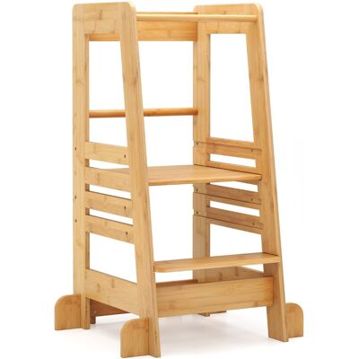CostwayTour d'Apprentissage pour Tout-Petit Tabouret Escabeau en Bambou pour Enfants avec Hauteur Réglable sur 4 Niveaux pour 18 Mois+ Naturel - Publicité CostwayTour d'Apprentissage pour Tout-Petit Tabouret Escabeau en Bambou pour Enfants avec Hauteur Réglable sur 4 Niveaux pour 18 Mois+ Naturel - Publicité
