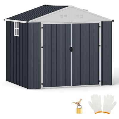 CostwayAbri de Jardin Extérieur en Acier Galvanisé 238 x 193 x 208 cm Abri de Rangement à Outils avec Toit Incliné et Aérations Gris - Publicité CostwayAbri de Jardin Extérieur en Acier Galvanisé 238 x 193 x 208 cm Abri de Rangement à Outils avec Toit Incliné et Aérations Gris - Publicité