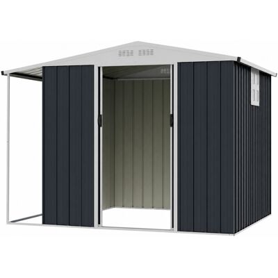 CostwayAbri de Jardin en Acier Galvanisé avec Espace Abri-Bûches Cabanon de Rangement 5,66m³ avec Portes Doubles Coulissantes 244x194x181 cm Gris - Publicité CostwayAbri de Jardin en Acier Galvanisé avec Espace Abri-Bûches Cabanon de Rangement 5,66m³ avec Portes Doubles Coulissantes 244x194x181 cm Gris - Publicité