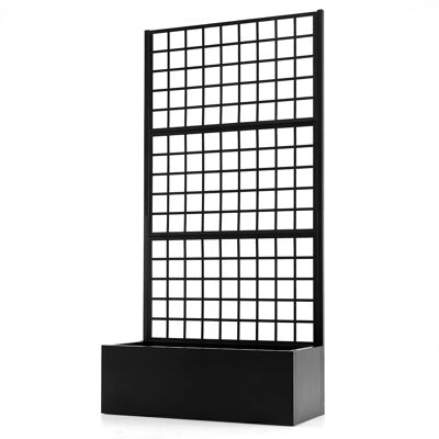 CostwayJardinière avec Treillis en Métal Lit Surélevé avec Brise-Vue 3 Panneaux Trous de Drainage Support Plantes Grimpantes 90 x 40 x 180,5cm Noir - Publicité CostwayJardinière avec Treillis en Métal Lit Surélevé avec Brise-Vue 3 Panneaux Trous de Drainage Support Plantes Grimpantes 90 x 40 x 180,5cm Noir - Publicité