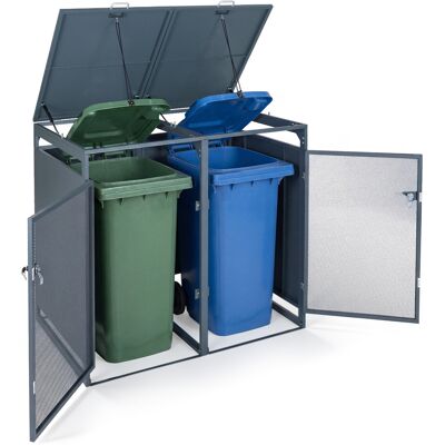 CostwayLot de 2 Cache Poubelle 2 x 240 L Abri Poubelle en Métal Galvanisé avec 2 Portes Verrouillable Couvercle Rabattable 132 x 80 x 117 cm Gris - Publicité CostwayLot de 2 Cache Poubelle 2 x 240 L Abri Poubelle en Métal Galvanisé avec 2 Portes Verrouillable Couvercle Rabattable 132 x 80 x 117 cm Gris - Publicité