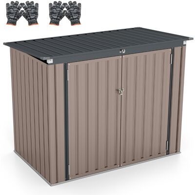 CostwayAbri de Stockage en Métal Galvanisé pour Poubelles Extérieur Abri de Jardin Verrouillable avec Toit Ouvert 2 Portes 172X95,5X130 CM Brun - Publicité CostwayAbri de Stockage en Métal Galvanisé pour Poubelles Extérieur Abri de Jardin Verrouillable avec Toit Ouvert 2 Portes 172X95,5X130 CM Brun - Publicité