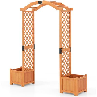 CostwayArche de Jardin en Bois avec Bacs à Plantes Treillis en Arche pour Plantes Grimpantes Légumes Fleurs Pergola Extérieure pour Jardin Jaune - Publicité CostwayArche de Jardin en Bois avec Bacs à Plantes Treillis en Arche pour Plantes Grimpantes Légumes Fleurs Pergola Extérieure pour Jardin Jaune - Publicité