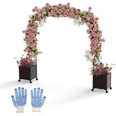 Arche de jardin Costway avec 2 jardinières - Pergola métal extérieure - Publicité Arche de jardin Costway avec 2 jardinières - Pergola métal extérieure - Publicité