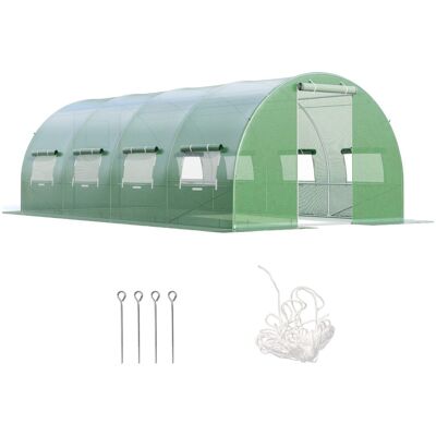 CostwaySerre de Jardin Tunnel Cadre en Acier Galvanisé Robuste Serre Tunnel Coupe-vent avec Cerceau 8 Fenêtres Enroulables Vert - Publicité CostwaySerre de Jardin Tunnel Cadre en Acier Galvanisé Robuste Serre Tunnel Coupe-vent avec Cerceau 8 Fenêtres Enroulables Vert - Publicité