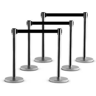 Costway6 Poteaux de Guidage Guide File avec 3 Sangles Rétractable 2 M en Acier Inoxydable pour Aéroport Théâtres Cinéma Noir - Publicité Costway6 Poteaux de Guidage Guide File avec 3 Sangles Rétractable 2 M en Acier Inoxydable pour Aéroport Théâtres Cinéma Noir - Publicité