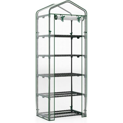 CostwayMini Serre Intérieur et Extérieur Maison Portable pour Culture de Plantes avec 5 Étagères Housse en PE Porte Enroulable Blanc - Publicité CostwayMini Serre Intérieur et Extérieur Maison Portable pour Culture de Plantes avec 5 Étagères Housse en PE Porte Enroulable Blanc - Publicité