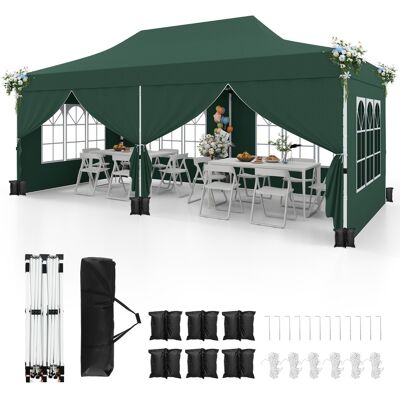 CostwayTonnelle de Jardin 3x6M avec 6 Parois Latérales Amovibles Tente de Reception Escamotable avec Sac de Transport Protection Solaire Vert - Publicité CostwayTonnelle de Jardin 3x6M avec 6 Parois Latérales Amovibles Tente de Reception Escamotable avec Sac de Transport Protection Solaire Vert - Publicité
