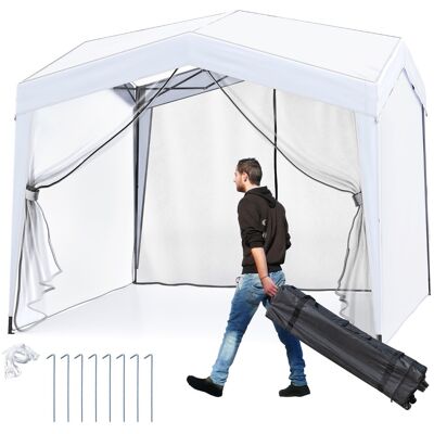 CostwayTonnelle de Jardin Pop-up 302x302cm avec 4 Parois Latérales Tente Réception avec Filet en Maille Sac à Roulettes 8 Piquets 4 Cordes Blanc - Publicité CostwayTonnelle de Jardin Pop-up 302x302cm avec 4 Parois Latérales Tente Réception avec Filet en Maille Sac à Roulettes 8 Piquets 4 Cordes Blanc - Publicité