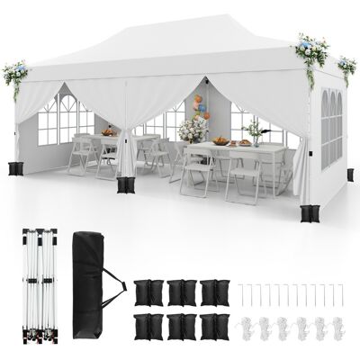 CostwayTonnelle de Jardin 3x6M avec 6 Parois Latérales Amovibles Tente de Reception Escamotable avec Sac de Transport Protection Solaire Blanc - Publicité CostwayTonnelle de Jardin 3x6M avec 6 Parois Latérales Amovibles Tente de Reception Escamotable avec Sac de Transport Protection Solaire Blanc - Publicité