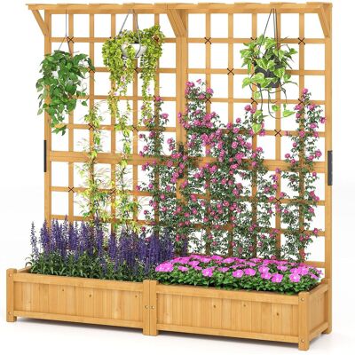 Costway3 en 1 Lit de Jardin Surélevé en Bois avec Treillis Jardinière avec Trous de Drainage et Bac à Plantes 180 x 48 x 183 cm Naturel - Publicité Costway3 en 1 Lit de Jardin Surélevé en Bois avec Treillis Jardinière avec Trous de Drainage et Bac à Plantes 180 x 48 x 183 cm Naturel - Publicité