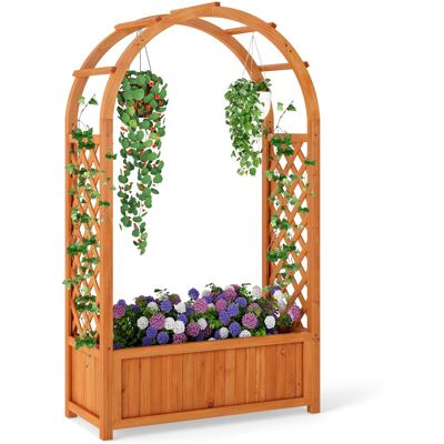 CostwayBac de Jardin Surélevé avec Treillis Toit Enveloppé Doublure Drainage Jardinière en Bois pour Plantes Grimpantes Fleurs Herbes Légumes - Publicité CostwayBac de Jardin Surélevé avec Treillis Toit Enveloppé Doublure Drainage Jardinière en Bois pour Plantes Grimpantes Fleurs Herbes Légumes - Publicité