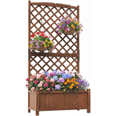 CostwayJardinière avec Treillis Bac à Fleurs Surélevé en Bois de Sapin avec Trous de Drainage pour Plantes Grimpantes 90 x 44,5 x 180,5 cm Marron - Publicité CostwayJardinière avec Treillis Bac à Fleurs Surélevé en Bois de Sapin avec Trous de Drainage pour Plantes Grimpantes 90 x 44,5 x 180,5 cm Marron - Publicité