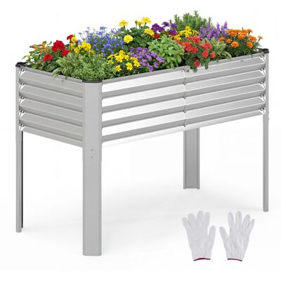 CostwayJardiniere sur Pieds 118x60x78CM Potager Surélevé en Métal Galvanisé pour Plantation Extérieur de Légumes Fleurs Charge 50KG Argenté - Publicité CostwayJardiniere sur Pieds 118x60x78CM Potager Surélevé en Métal Galvanisé pour Plantation Extérieur de Légumes Fleurs Charge 50KG Argenté - Publicité