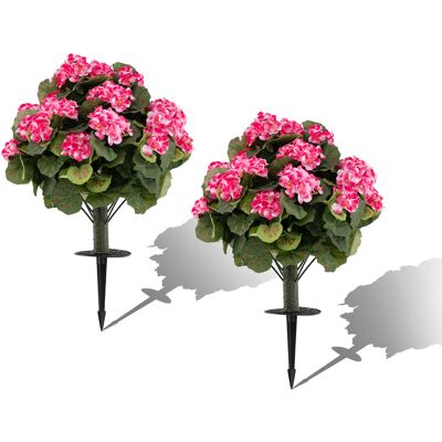CostwayLot de 2 Géraniums Artificielles Style Réaliste avec Piquets à Planter 300 Feuilles&22 Fleurs Tronc PE Feuillage en Soie Vibrante Rose - Publicité CostwayLot de 2 Géraniums Artificielles Style Réaliste avec Piquets à Planter 300 Feuilles&22 Fleurs Tronc PE Feuillage en Soie Vibrante Rose - Publicité