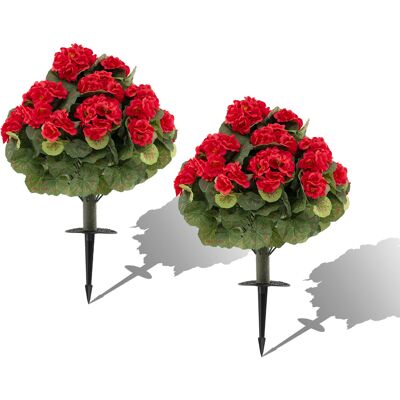 CostwayLot de 2 Géraniums Artificielles Style Réaliste avec Piquets à Planter 300 Feuilles&22 Fleurs Tronc PE Feuillage en Soie Vibrante Rouge - Publicité CostwayLot de 2 Géraniums Artificielles Style Réaliste avec Piquets à Planter 300 Feuilles&22 Fleurs Tronc PE Feuillage en Soie Vibrante Rouge - Publicité