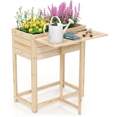 CostwayGiantex Lit de Jardin Surélevé en Bois avec Pieds Tablette Latérale Pliable Drainage Bac à Plantes pour Fleurs Herbes Légumes Fruits Naturel - Publicité CostwayGiantex Lit de Jardin Surélevé en Bois avec Pieds Tablette Latérale Pliable Drainage Bac à Plantes pour Fleurs Herbes Légumes Fruits Naturel - Publicité