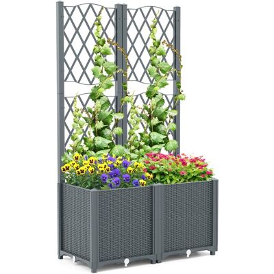 Costway Jardin surélevé avec Treillis 80x40x140 cm Gris - Publicité Costway Jardin surélevé avec Treillis 80x40x140 cm Gris - Publicité