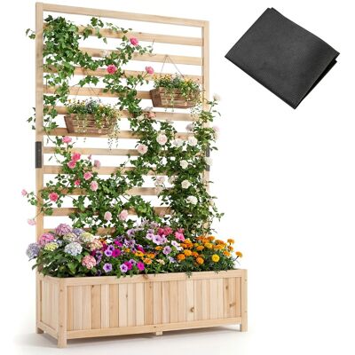 CostwayJardinière Surélevée en Bois avec Treillis Vertical Doublure Drainage Bac de Jardin Surélevé de 150 cm pour Plantes Grimpantes Naturel - Publicité CostwayJardinière Surélevée en Bois avec Treillis Vertical Doublure Drainage Bac de Jardin Surélevé de 150 cm pour Plantes Grimpantes Naturel - Publicité