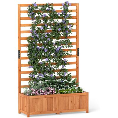 CostwayJardinière Surélevée en Bois avec Treillis Vertical Doublure Drainage Bac de Jardin de 150cm de Haut pour Plantes Grimpantes Orange - Publicité CostwayJardinière Surélevée en Bois avec Treillis Vertical Doublure Drainage Bac de Jardin de 150cm de Haut pour Plantes Grimpantes Orange - Publicité