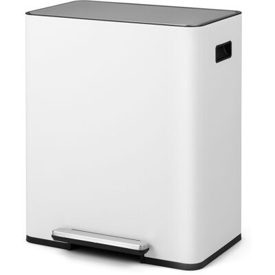 Costway60L Poubelle à 2 Compartiments Poubelle à Pédale en Acier Inoxydable Tri Sélectif Seau Intérieur Amovible Couvercle à Ouverture Douce Blanc - Publicité Costway60L Poubelle à 2 Compartiments Poubelle à Pédale en Acier Inoxydable Tri Sélectif Seau Intérieur Amovible Couvercle à Ouverture Douce Blanc - Publicité