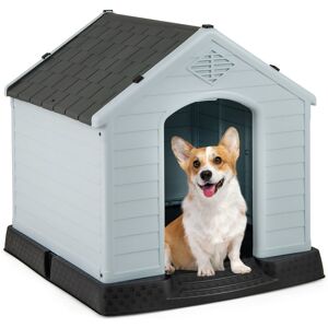 CostwayNiche Imperméable pour Chien avec Bouche d aération et Plancher Surélever Cabane en Plastique Facile à Assembler Blanche et Toit Gris - Publicité CostwayNiche Imperméable pour Chien avec Bouche d aération et Plancher Surélever Cabane en Plastique Facile à Assembler Blanche et Toit Gris - Publicité