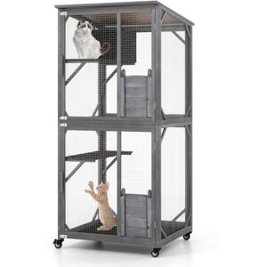 CostwayEnclos Extérieur Résistant aux Intempéries pour Chat 4 Roues Cage Maison pour Chat Cadre en Sapin Toit en Asphalte Gris - Publicité CostwayEnclos Extérieur Résistant aux Intempéries pour Chat 4 Roues Cage Maison pour Chat Cadre en Sapin Toit en Asphalte Gris - Publicité