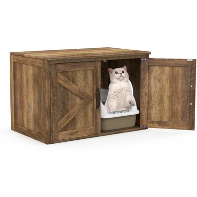 CostwayEnclos pour Bac à Litière de Chat Meuble de Toilette Caché avec Dessus Rabattable Portes Doubles Séparateur Amovible Entrée Centrale Chêne - Publicité CostwayEnclos pour Bac à Litière de Chat Meuble de Toilette Caché avec Dessus Rabattable Portes Doubles Séparateur Amovible Entrée Centrale Chêne - Publicité