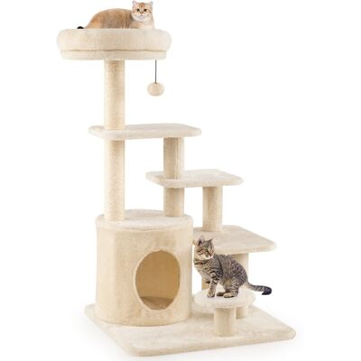 CostwayArbre à Chat pour Chats Adultes Tour à Chat de 102 cm avec Condo Perchoir Rembourré Poteaux à Griffer en Sisal Balle Suspendue Beige - Publicité CostwayArbre à Chat pour Chats Adultes Tour à Chat de 102 cm avec Condo Perchoir Rembourré Poteaux à Griffer en Sisal Balle Suspendue Beige - Publicité