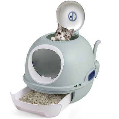 CostwayBac a Litiere pour Chat avec Couvercle Entièrement Fermé avec Entrée Frontale et Sortie par Dessus Rabattable Charge 10 KG Bleu - Publicité CostwayBac a Litiere pour Chat avec Couvercle Entièrement Fermé avec Entrée Frontale et Sortie par Dessus Rabattable Charge 10 KG Bleu - Publicité