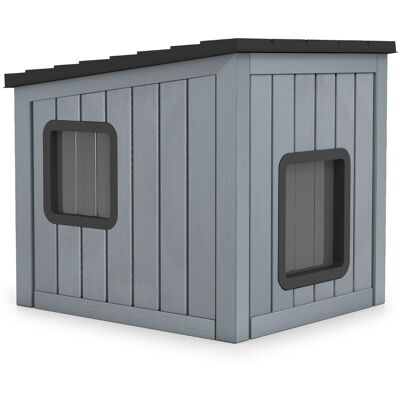 CostwayNiche pour Chat Résistant aux Intempéries Abri pour Animaux Sauvages Isolé Intérieur et Extérieur avec 2 Portes en PVC & Toit en Pente Gris - Publicité CostwayNiche pour Chat Résistant aux Intempéries Abri pour Animaux Sauvages Isolé Intérieur et Extérieur avec 2 Portes en PVC & Toit en Pente Gris - Publicité