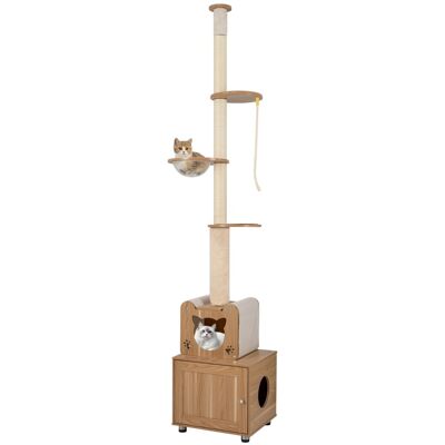 CostwayArbre à Chat du Sol au Plafond Tour d'Escalade Ajustable en Hauteur avec Cache Litière Capsule Spatiale Cndo Poteaux à Griffer Marron - Publicité CostwayArbre à Chat du Sol au Plafond Tour d'Escalade Ajustable en Hauteur avec Cache Litière Capsule Spatiale Cndo Poteaux à Griffer Marron - Publicité
