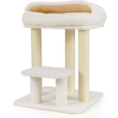 CostwayArbre à Chat pour Chats d'Intérieur Tour pour Chats avec Perchoir Douillet en Peluche Poteaux à Griffer en Sisal Plateforme de Saut Blanc - Publicité CostwayArbre à Chat pour Chats d'Intérieur Tour pour Chats avec Perchoir Douillet en Peluche Poteaux à Griffer en Sisal Plateforme de Saut Blanc - Publicité