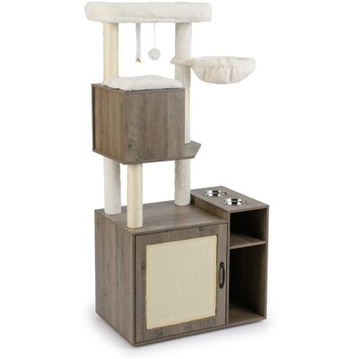 CostwayArbre à Chat avec Bac à Litière Tour pour Chat avec Poteau Tapis à Griffer en Sisal et Balle Suspendue Baignoire Dissimulée Gris - Publicité CostwayArbre à Chat avec Bac à Litière Tour pour Chat avec Poteau Tapis à Griffer en Sisal et Balle Suspendue Baignoire Dissimulée Gris - Publicité