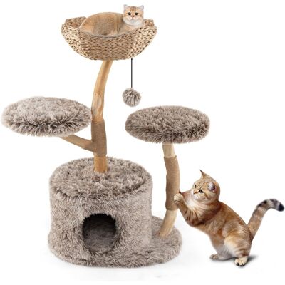 Costway Arbre à Chat en Bois de Poirier Naturel - 105 cm - Centre d'Activités Multi-Niveaux - Publicité Costway Arbre à Chat en Bois de Poirier Naturel - 105 cm - Centre d'Activités Multi-Niveaux - Publicité