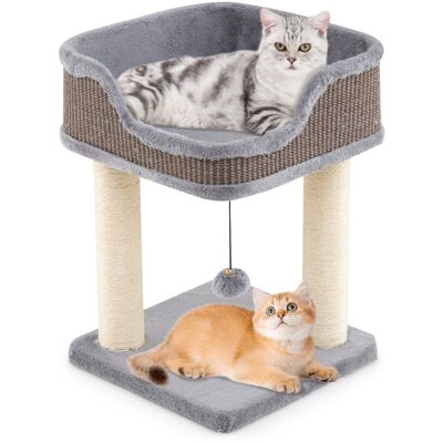 CostwayPetit Arbre à Chat d'Intérieur Tour pour Chat avec Perchoir en Peluche Confortable Poteaux à Griffer en Sisal Balle Suspendue Gris - Publicité CostwayPetit Arbre à Chat d'Intérieur Tour pour Chat avec Perchoir en Peluche Confortable Poteaux à Griffer en Sisal Balle Suspendue Gris - Publicité