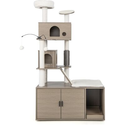 CostwayArbre à Chat 173CM Maison de Toilette pour Chat à 2 Porte Coussin Amovible Griffoir Rampe Condo Perchoir Supérieur Gris - Publicité CostwayArbre à Chat 173CM Maison de Toilette pour Chat à 2 Porte Coussin Amovible Griffoir Rampe Condo Perchoir Supérieur Gris - Publicité