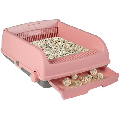 CostwayBac à Litière pour Chat Semi-Automatique à Ouverture Maison de Toilettes avec Tiroir Coulissant Pelle Intégrée pour Jusqu à 10 kg Rose - Publicité CostwayBac à Litière pour Chat Semi-Automatique à Ouverture Maison de Toilettes avec Tiroir Coulissant Pelle Intégrée pour Jusqu à 10 kg Rose - Publicité