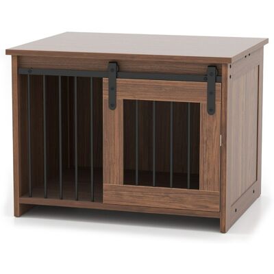 CostwayCage pour Chien Moderne Niche en Bois avec Large Plateau Porte Coulissante Tubes Métalliques Résistants aux Morsures Brun - Publicité CostwayCage pour Chien Moderne Niche en Bois avec Large Plateau Porte Coulissante Tubes Métalliques Résistants aux Morsures Brun - Publicité