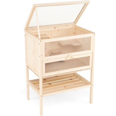 CostwayCage pour Hamster Habitat en Bois avec Toit en Maille Réversible Zones Multi-Echelles Design avec Rampe Rangement Inferieur Nature - Publicité CostwayCage pour Hamster Habitat en Bois avec Toit en Maille Réversible Zones Multi-Echelles Design avec Rampe Rangement Inferieur Nature - Publicité