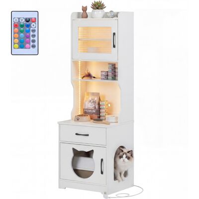 CostwayEnceinte pour Bac à Litière pour Chat avec Éclairage LED Ajustable Meuble Caché Toilettes de 153 cm de Hauteur avec Étagères Blanc - Publicité CostwayEnceinte pour Bac à Litière pour Chat avec Éclairage LED Ajustable Meuble Caché Toilettes de 153 cm de Hauteur avec Étagères Blanc - Publicité