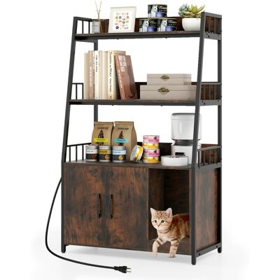 CostwayEnclos de Bac à Litière pour Chat avec Étagères de Rangement Grand Meuble de Toilettes Caché pour Chat avec Griffoir Brun Rustique - Publicité CostwayEnclos de Bac à Litière pour Chat avec Étagères de Rangement Grand Meuble de Toilettes Caché pour Chat avec Griffoir Brun Rustique - Publicité